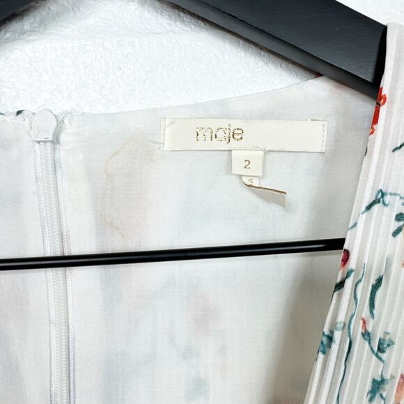 Maje Floral Mini Dress - White and Red - Picture 4 of 12